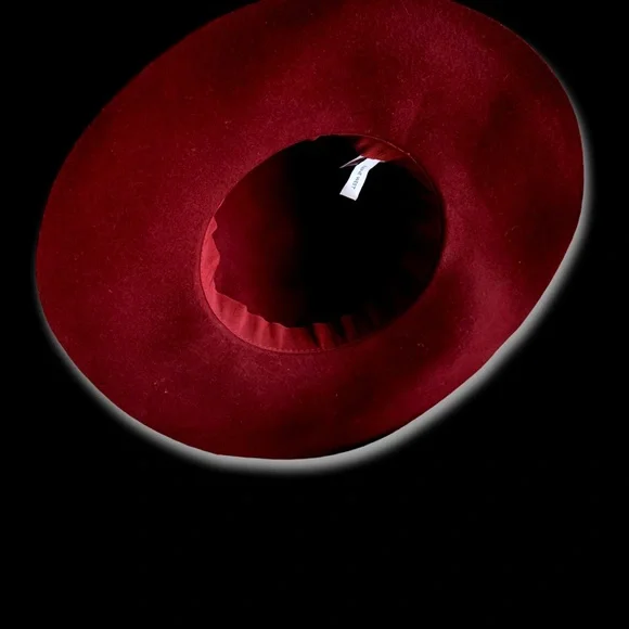 Wool Classic Wide Brimmed Burgundy Ox Blood Hat display picture 3